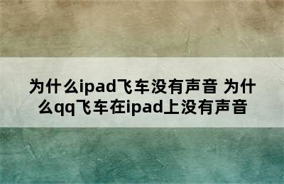 为什么ipad飞车没有声音 为什么qq飞车在ipad上没有声音